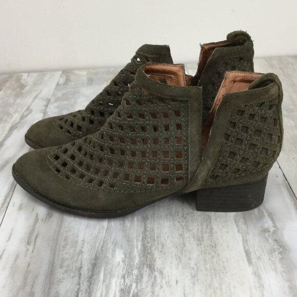 Jeffrey Campbell Taggert Lattice Olive Ankle Booties 10 - Picture 5 of 14